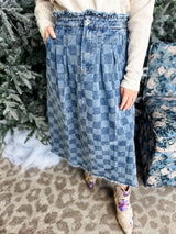 Check & Chill Denim Skirt