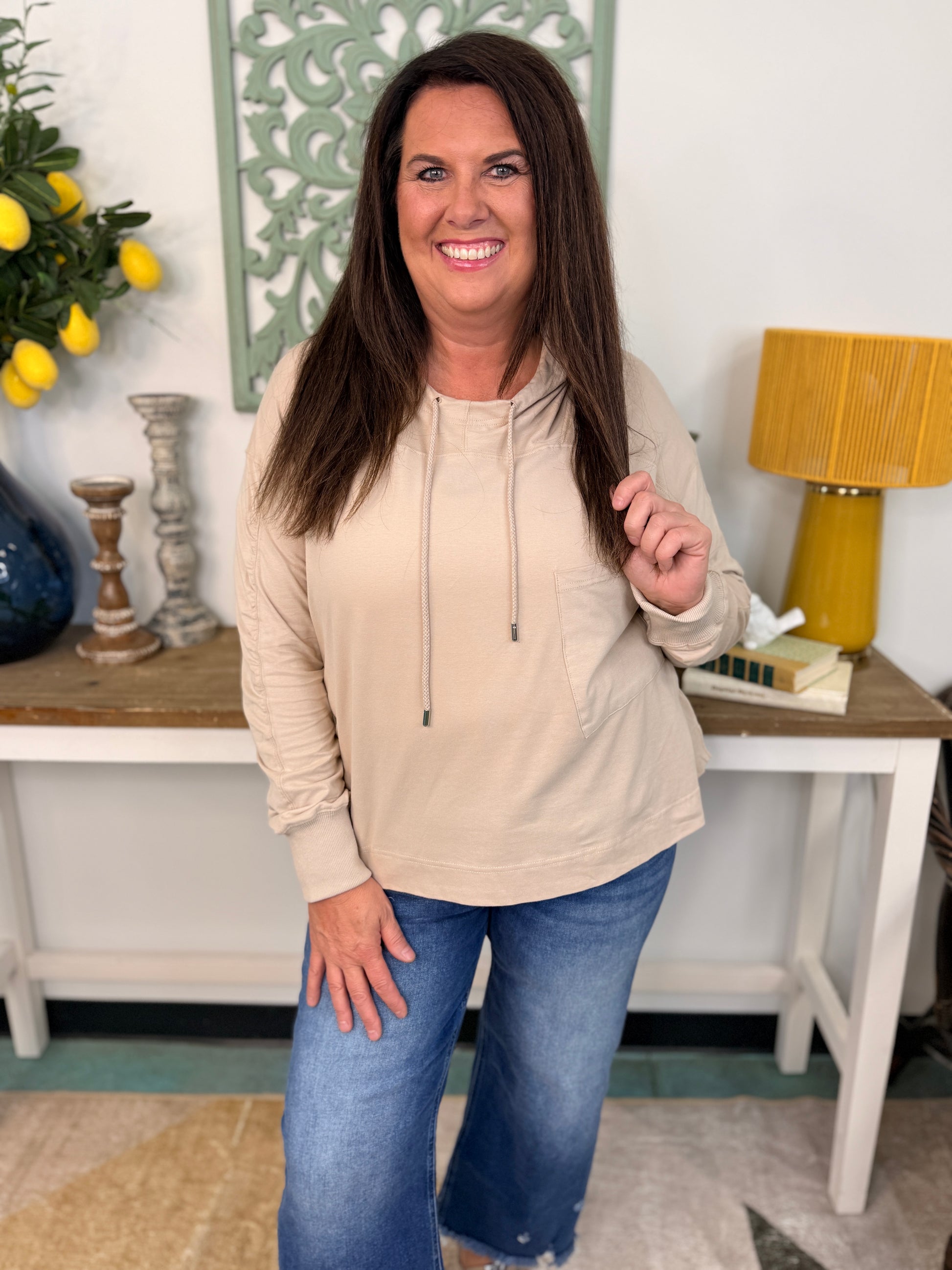 Relaxed Pocket Hoodie Pullover Top