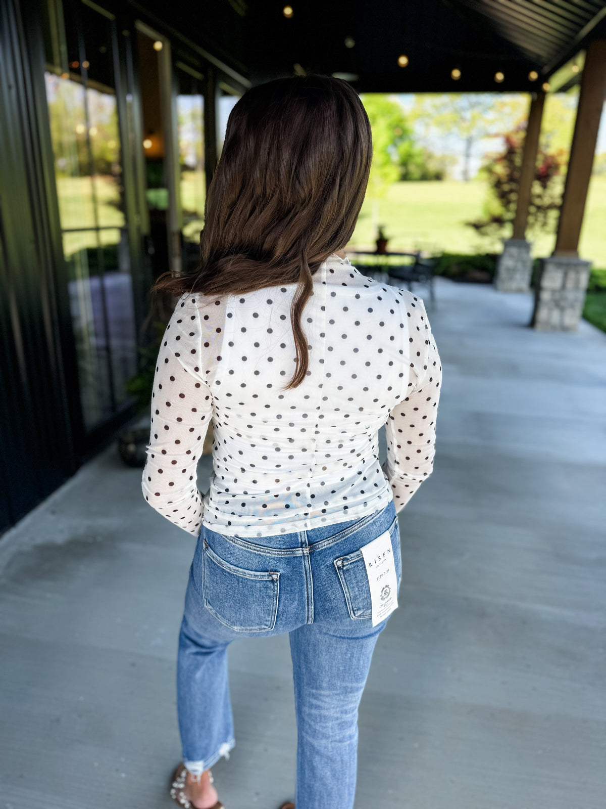 Dotted Mesh Top - White - EOS Final Sale