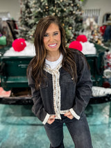 Bluebelle Lace Denim Jacket - Black Denim