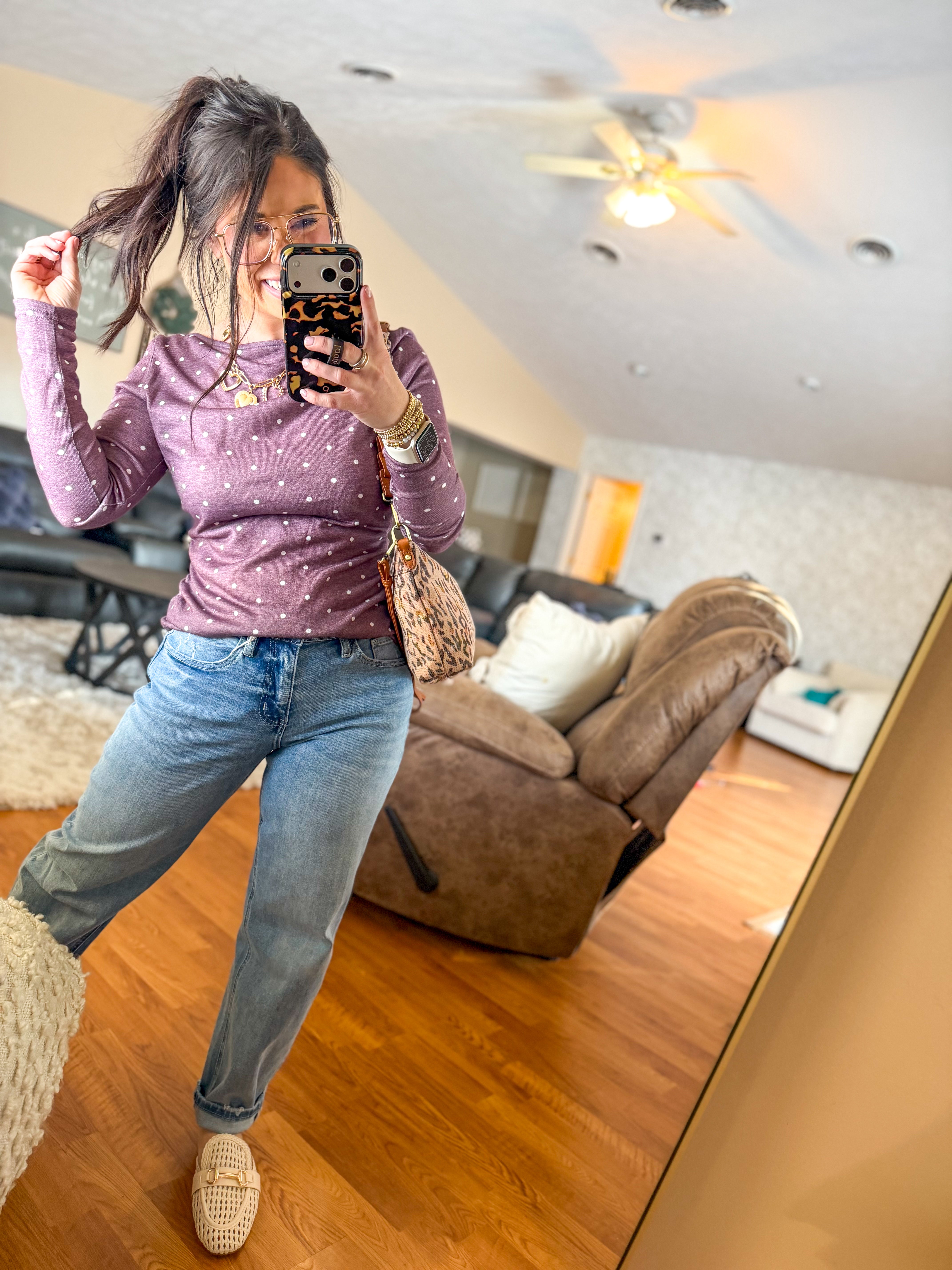 Timeless Dot Knit Top - Plum *Final Sale*