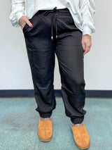 Street Luxe Ruched Joggers - Black