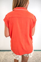 Daybreak Collar Top - Coral