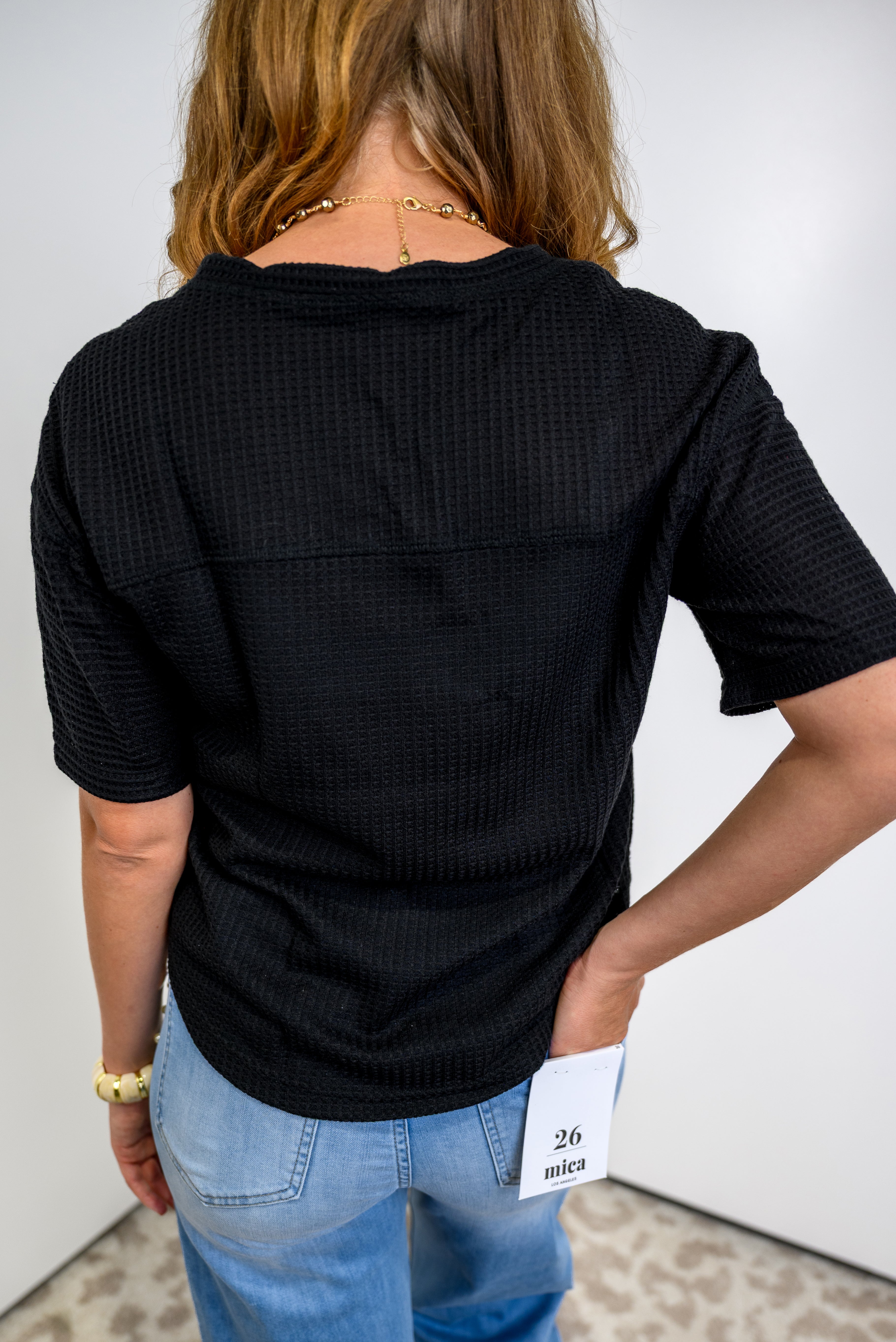 Daylight Glow Waffle Top - Black