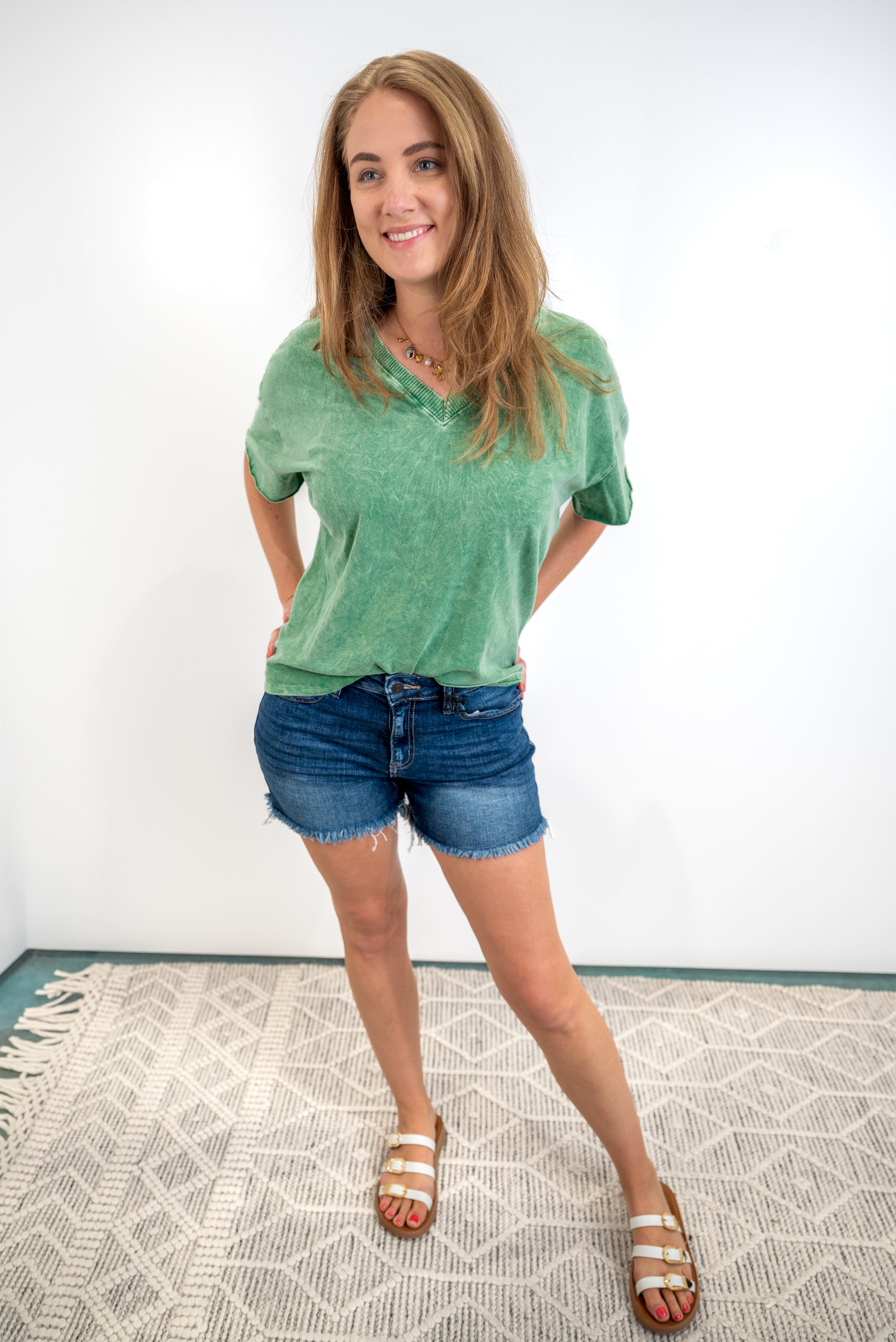Dewdrop Mineral Wash Top - Preppy Green – Re-Fabbed Boutique