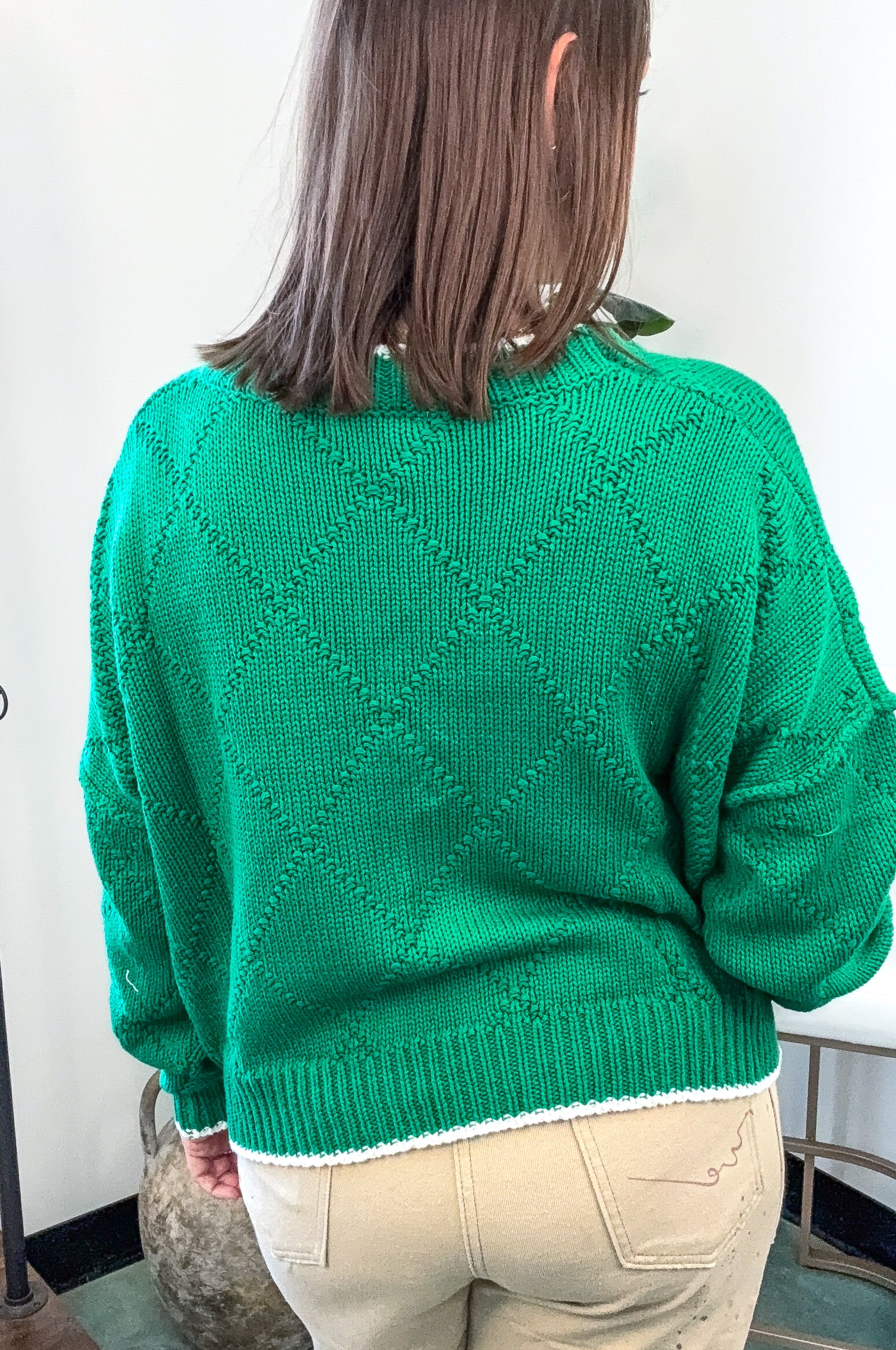Diamond Knit Pullover Sweater