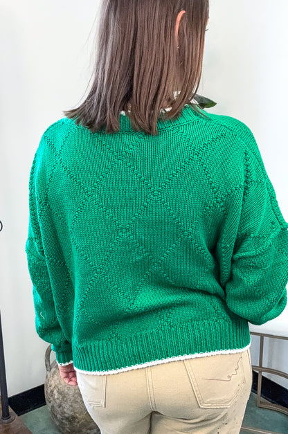 Diamond Knit Pullover Sweater
