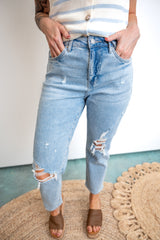 Distressed Super High-Rise Mom Jean