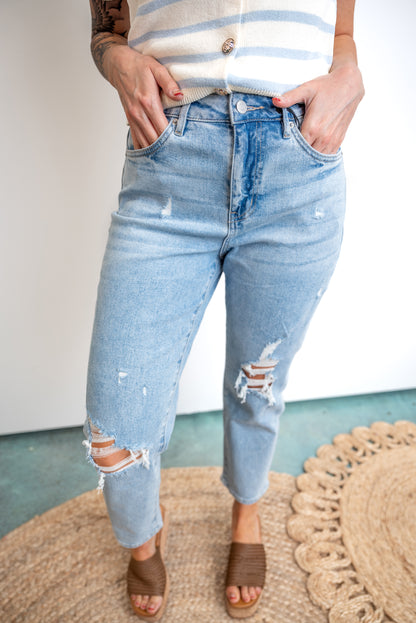 Distressed Super High-Rise Mom Jean - EOS Final Sale