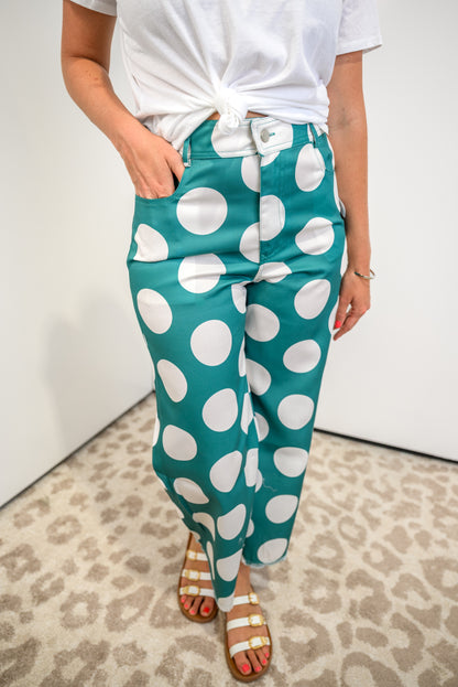 Dot & Dash Pants - Jade Green FINAL SALE
