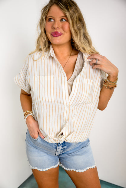 Downtown Stripe Top - Taupe *Final Sale*