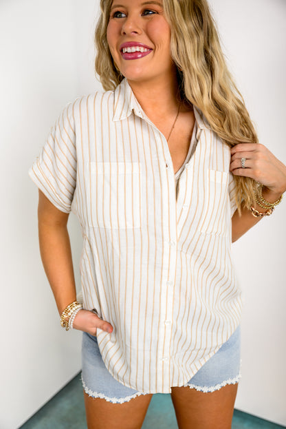 Downtown Stripe Top - Taupe *Final Sale*
