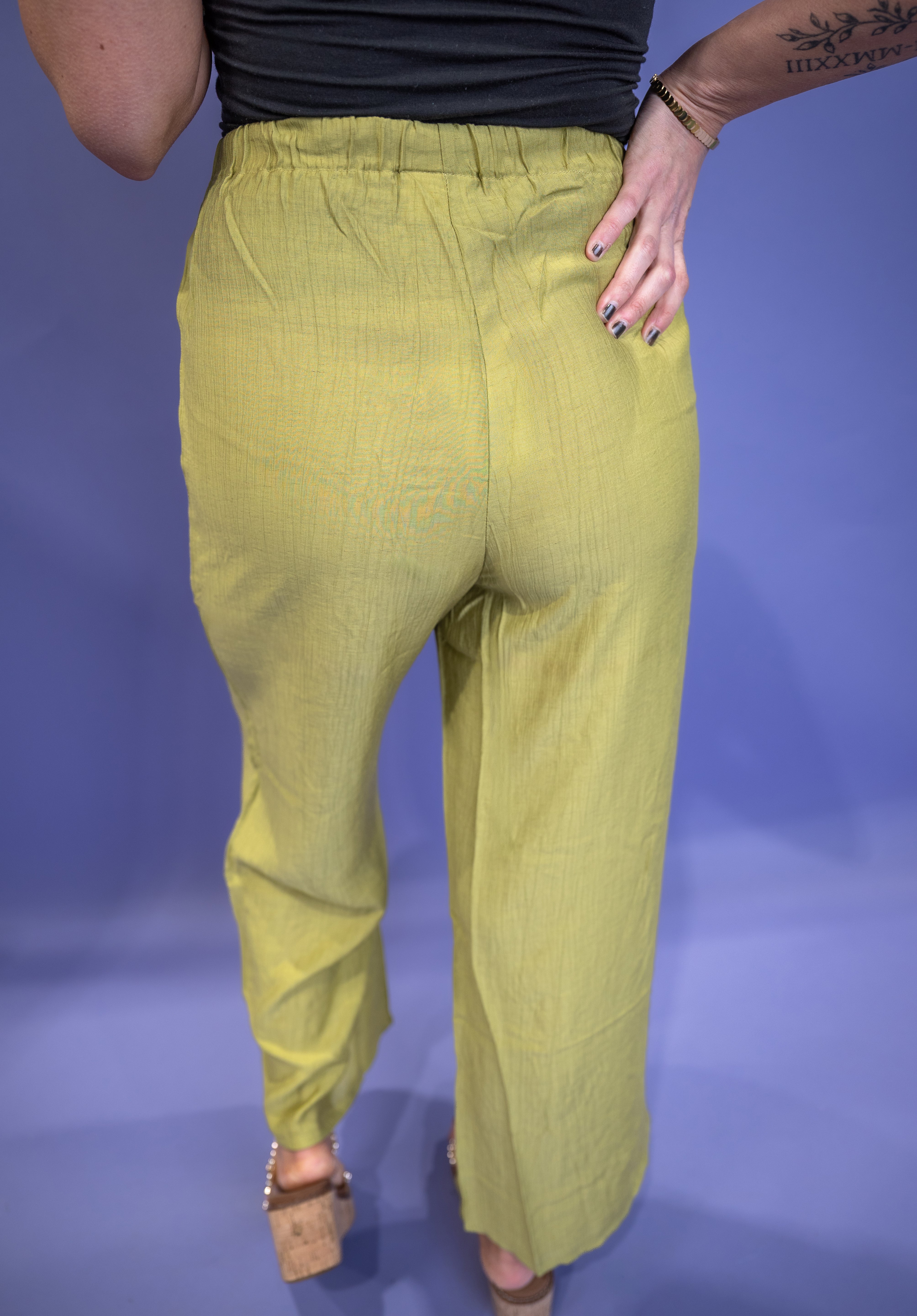 Drapeform Woven Pants - Avocado