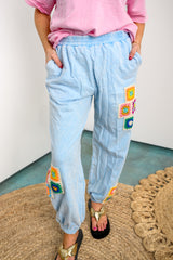 Dreamy Tide Crochet Joggers - Baby Blue