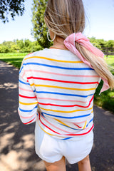 Drop Shoulder Multicolor Stripe Sweater