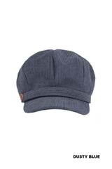 Vintage Cord Cabbie Hat - Dusty Blue