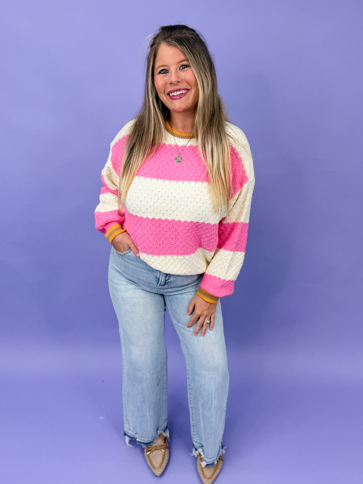 Pink About It Striped Sweater