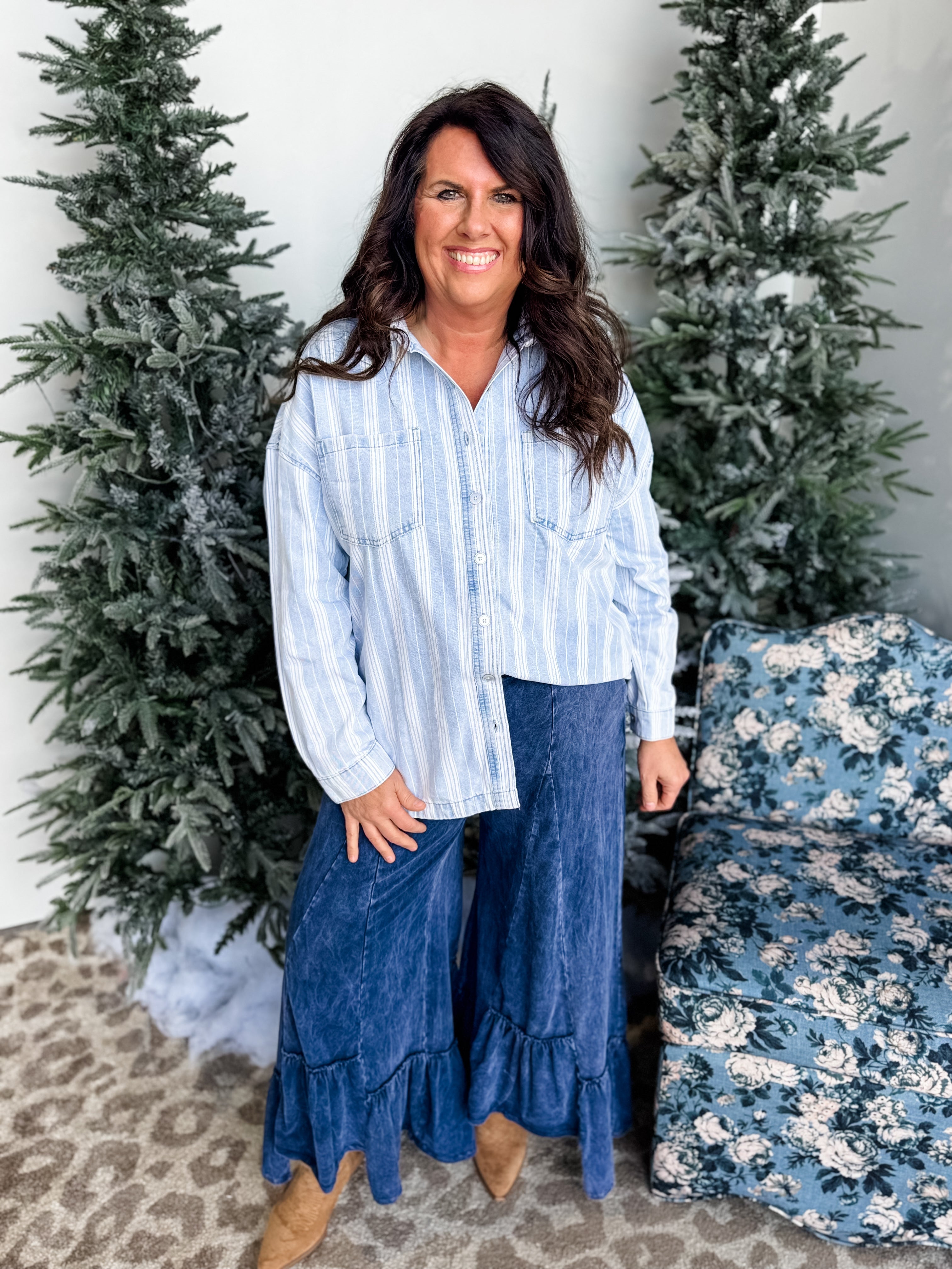 Urban Flow Tiered Skirt Pants - Navy