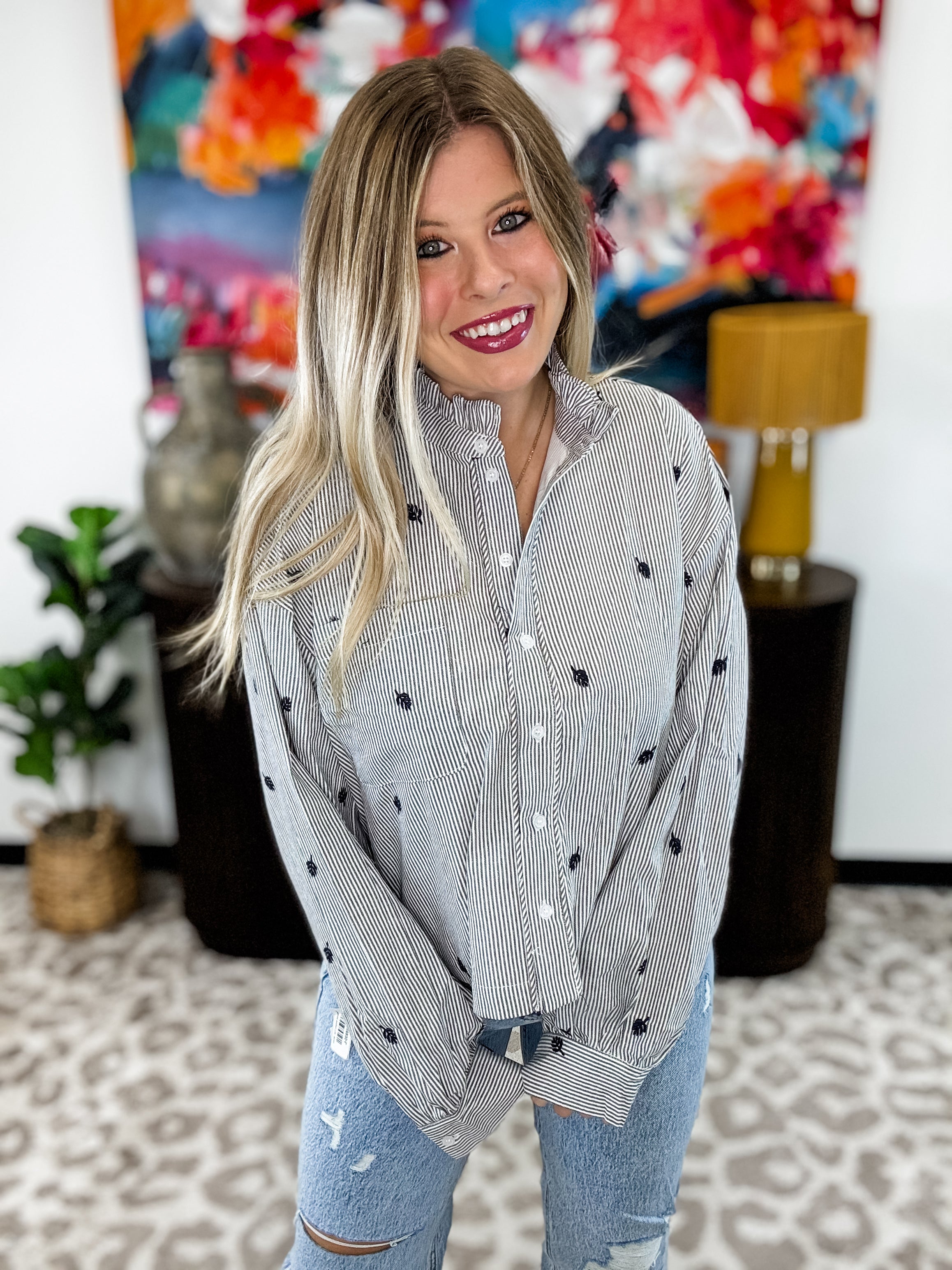 Whispered Stripes Top - Black