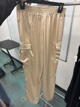 Satin High-Waist Cargo Pants