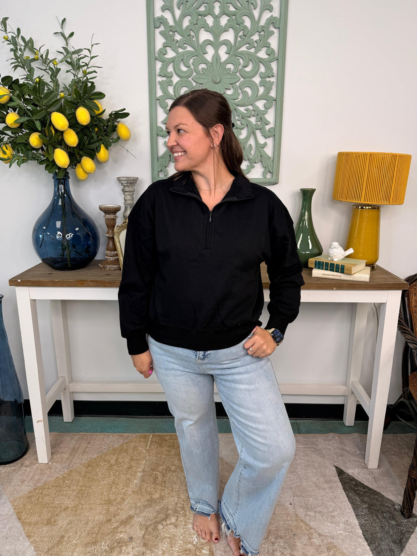 Fleece High Neck Half-Zip Sweatshirt *Final Sale*