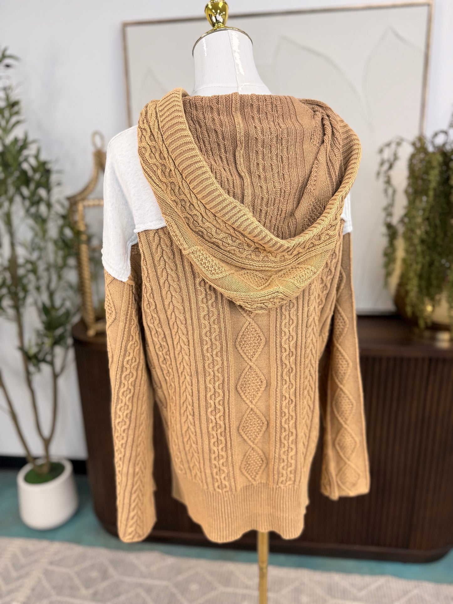 Long Sleeve French Terry Lace-Up Detail Knit Top
