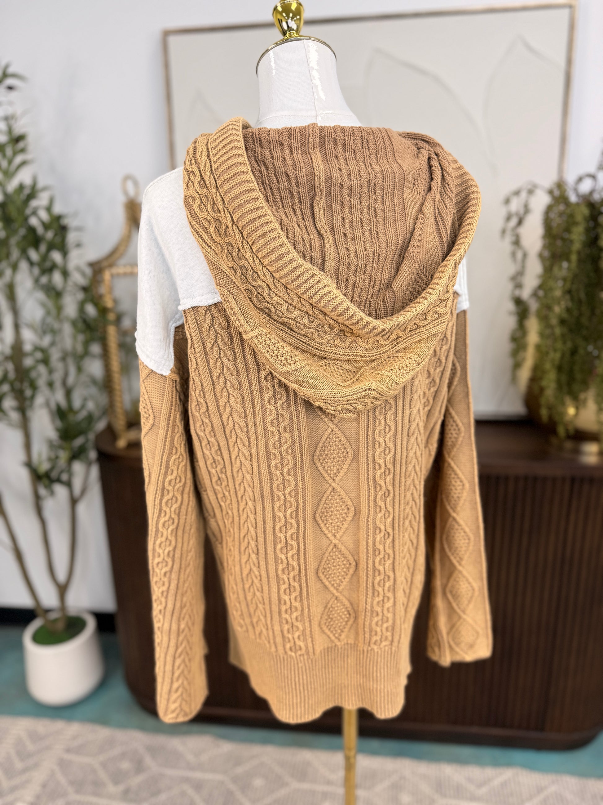 Long Sleeve French Terry Lace-Up Detail Knit Top