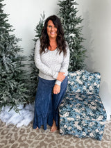 Bloom Trim Knit Top - Grey