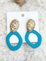 Retro Floral Hoop Earrings - Green