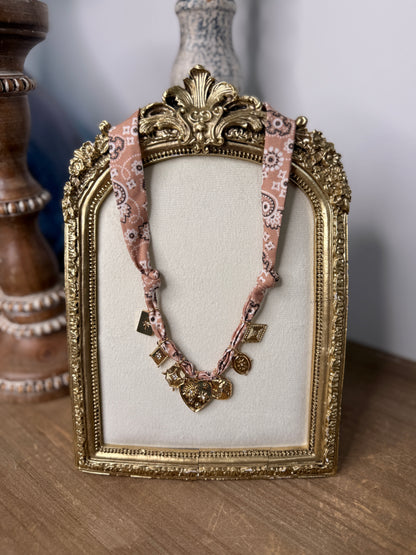 Heart & Multi Charm Scarf Necklace