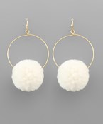 Aura Pompom Earrings - White