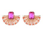 Emerald Fan Earrings - Peach