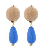 Wooden Bloom Earrings - Blue