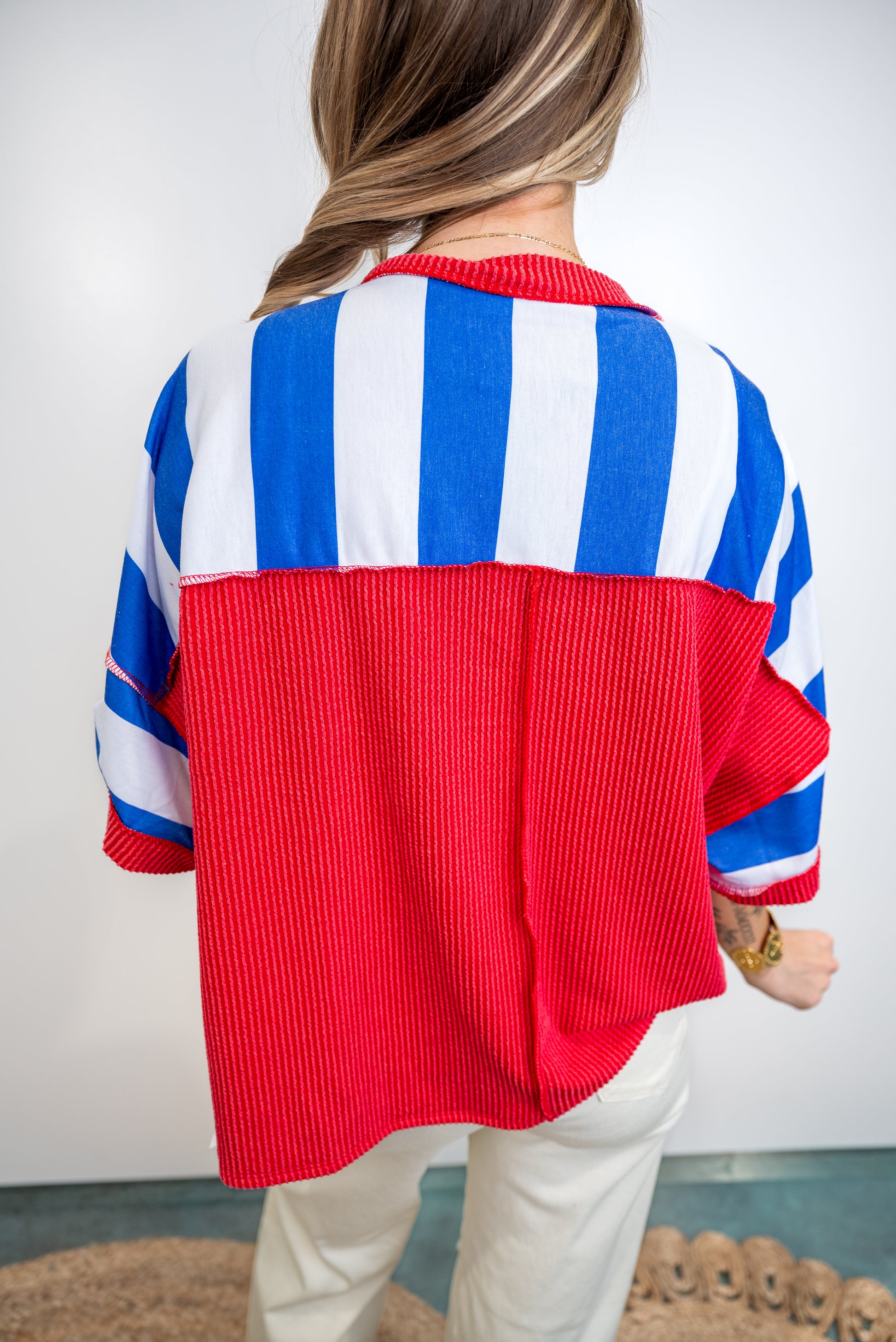 Easy Fit Stripe Knit Top Final Sale