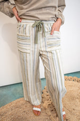 Easy Going Stripe Pants - Sage