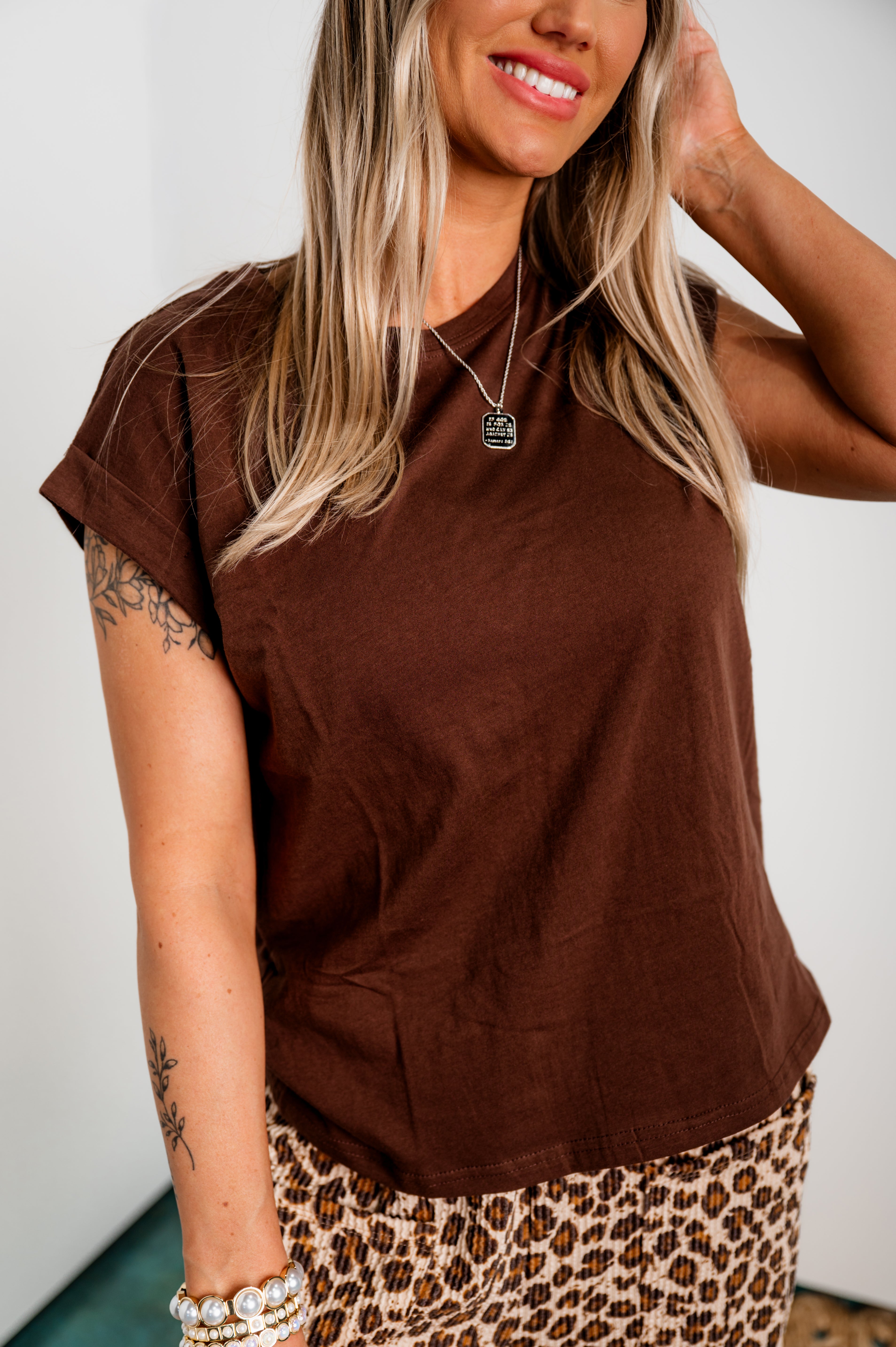 Effortless Edge Folded Top - Brown