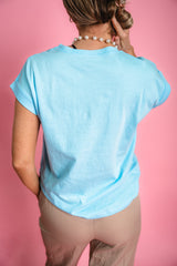 Effortless Edge Folded Top - Sky Blue