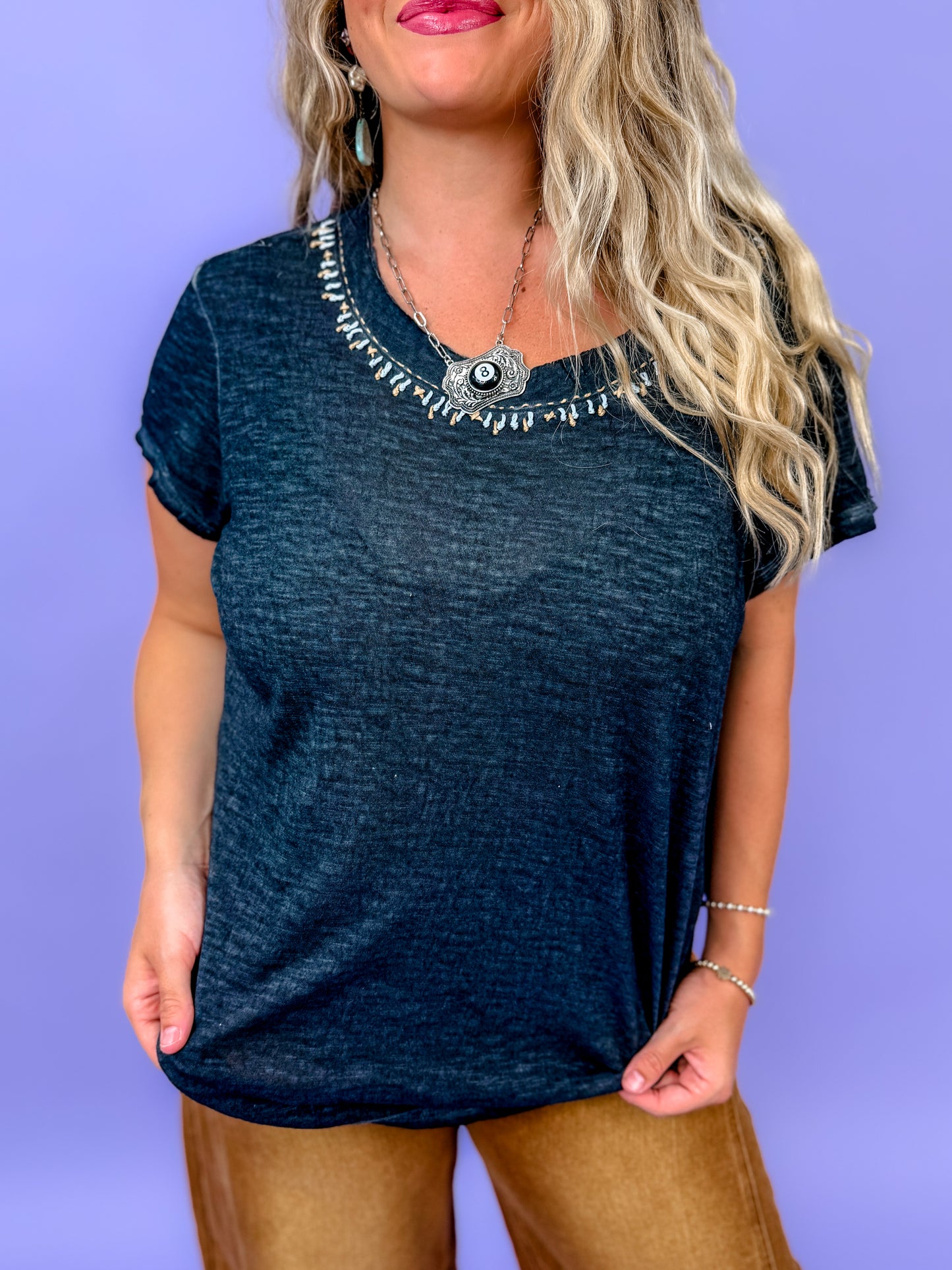Everyday Lightweight Relaxed Fit Hand-Stitched Knit Top