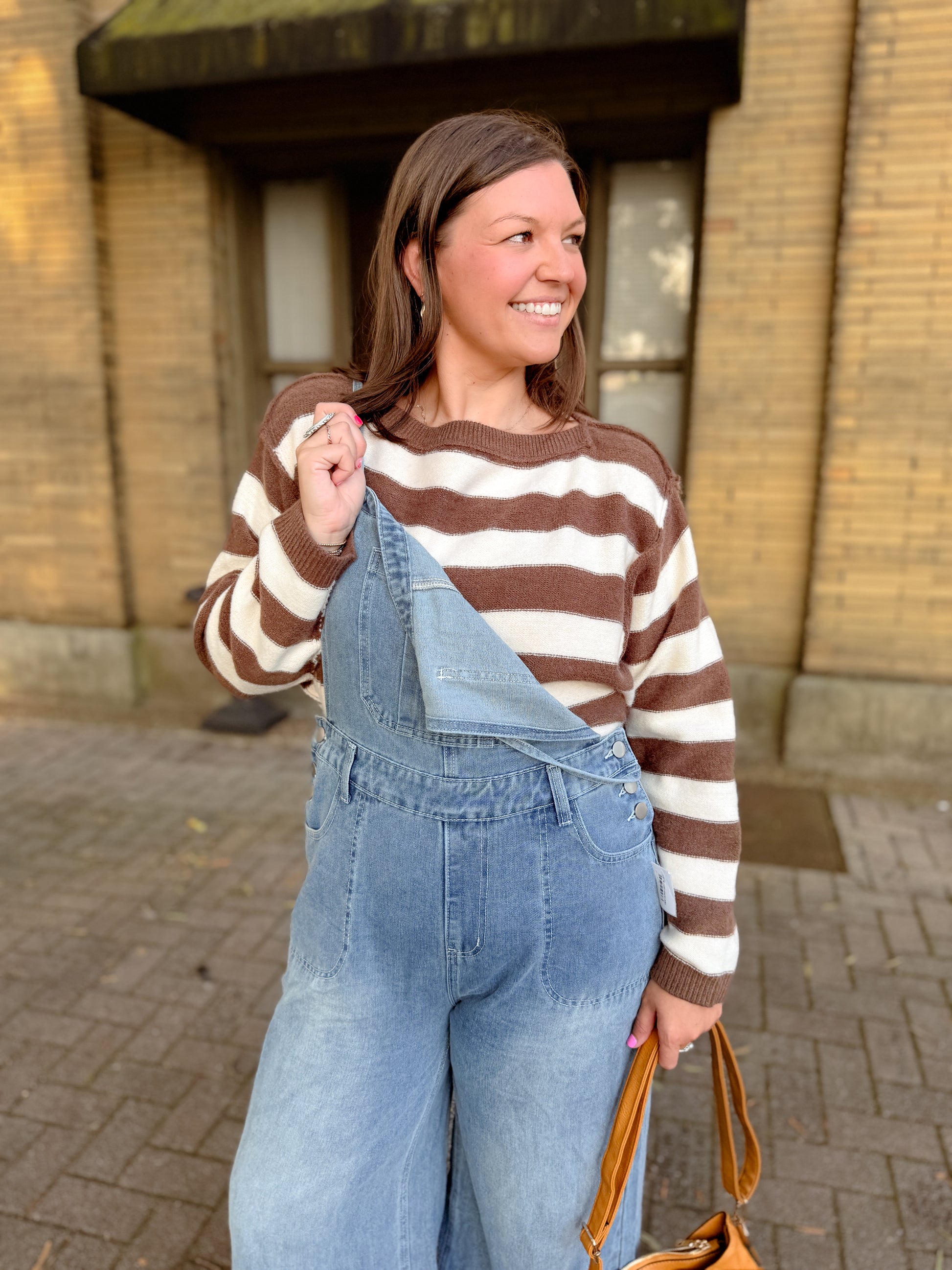 Exposed Seam Striped Cropped Knit Sweater