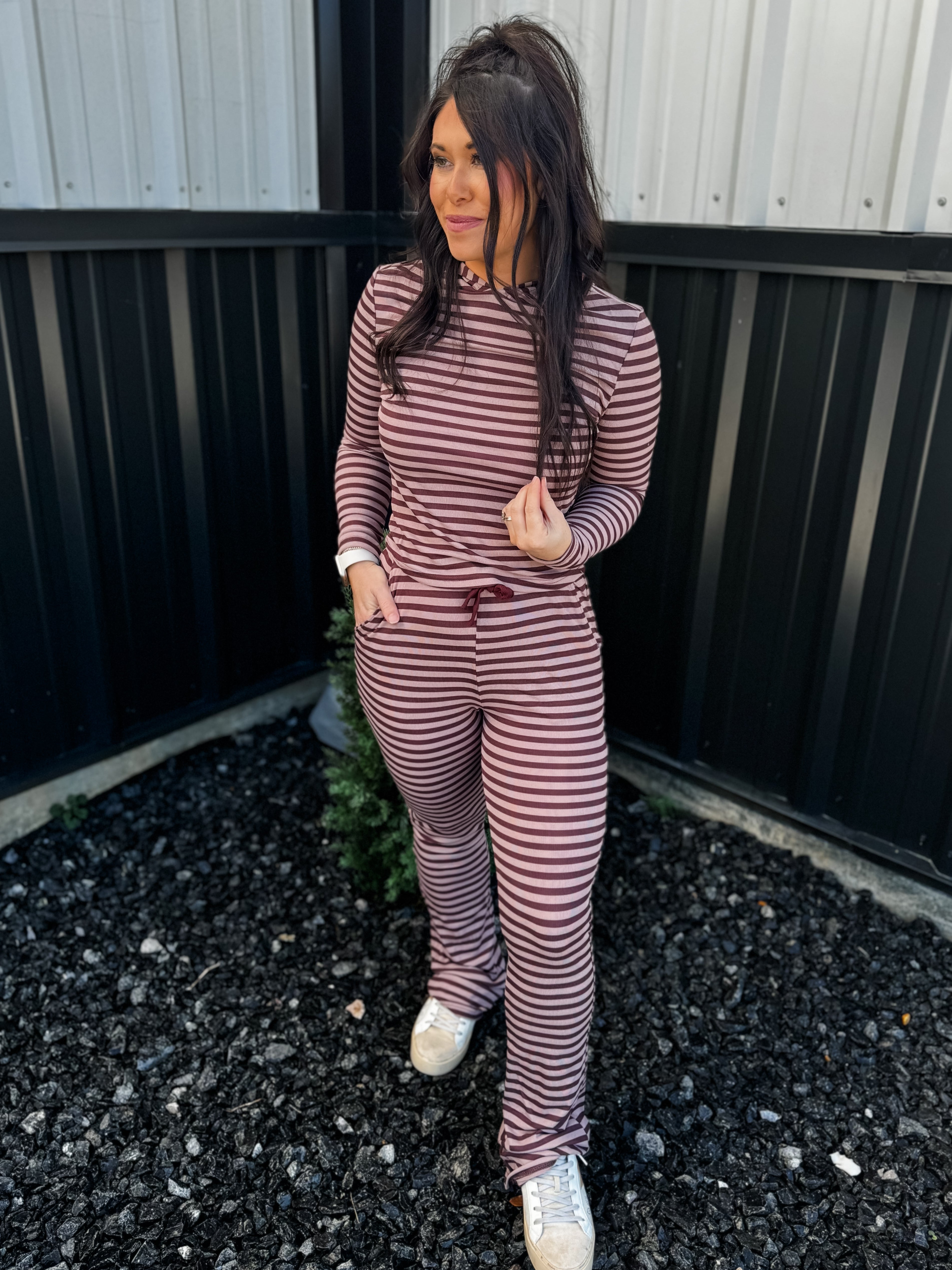 Mist & Stripes Hoodie - Mauve