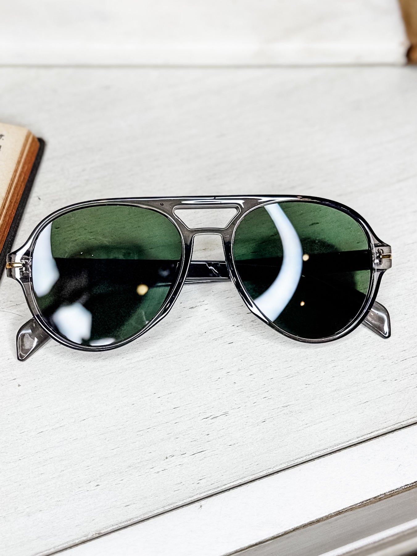 Aviation Sunglasses - Gray With Black Lens FINAL SALE