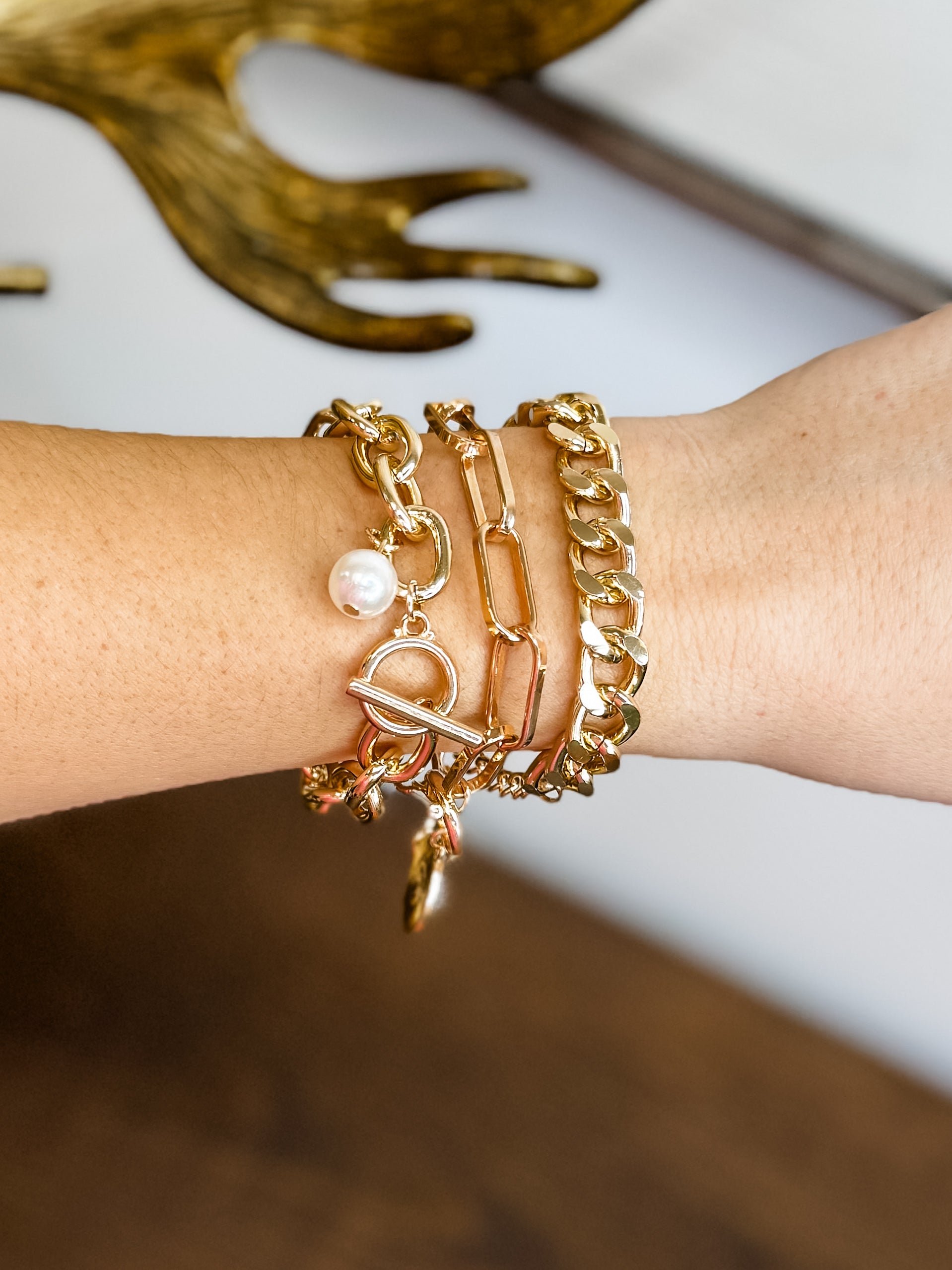 Divine Charm Pearl Bracelet Set