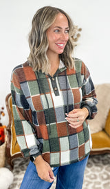 Vivid Squares Button Top