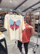 Patchwork American Flag Bow Top
