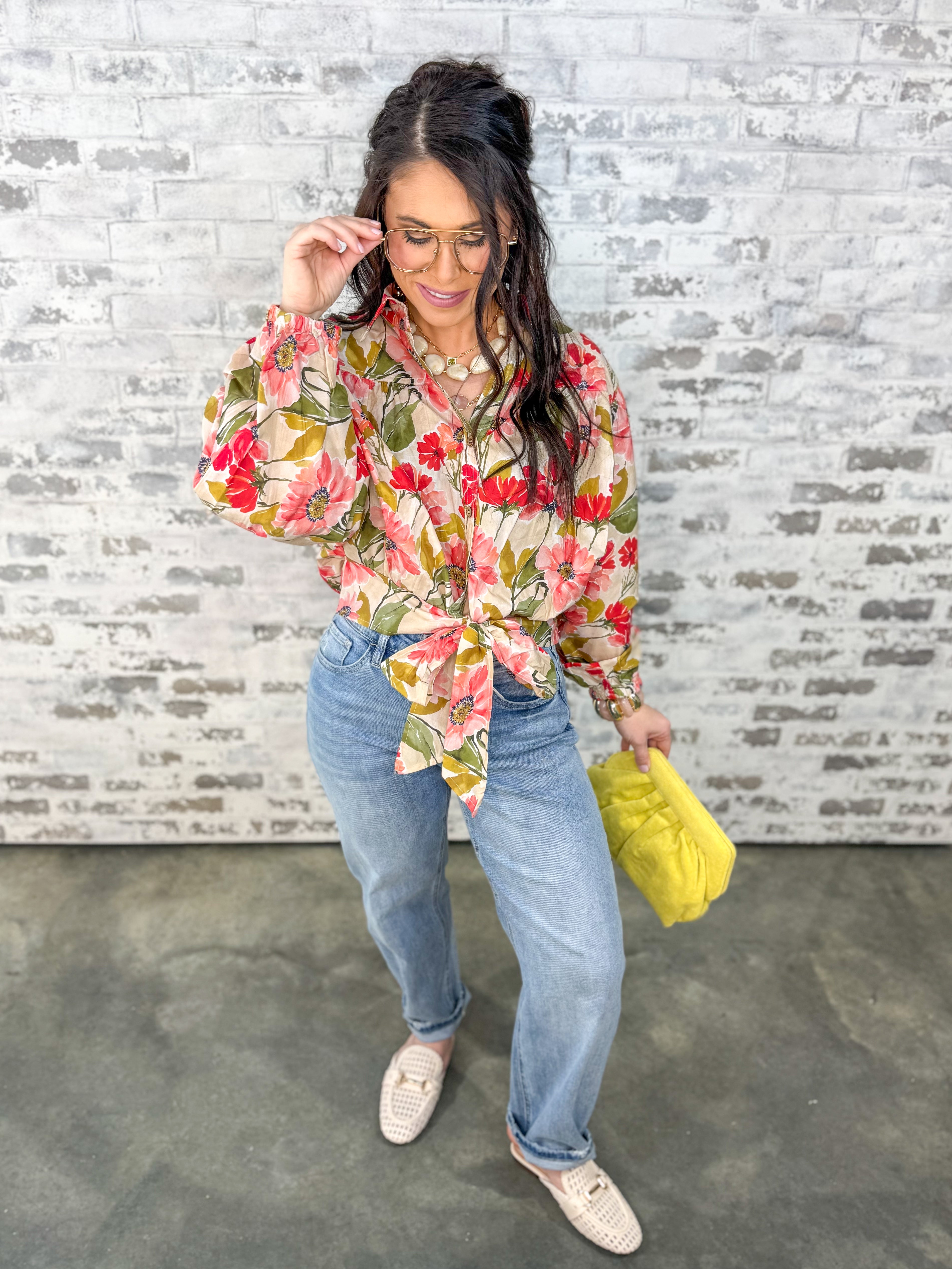 Petal Kiss Tie-Hem Top