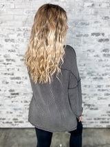 Relaxed Horizon Twist Rib Top - Black