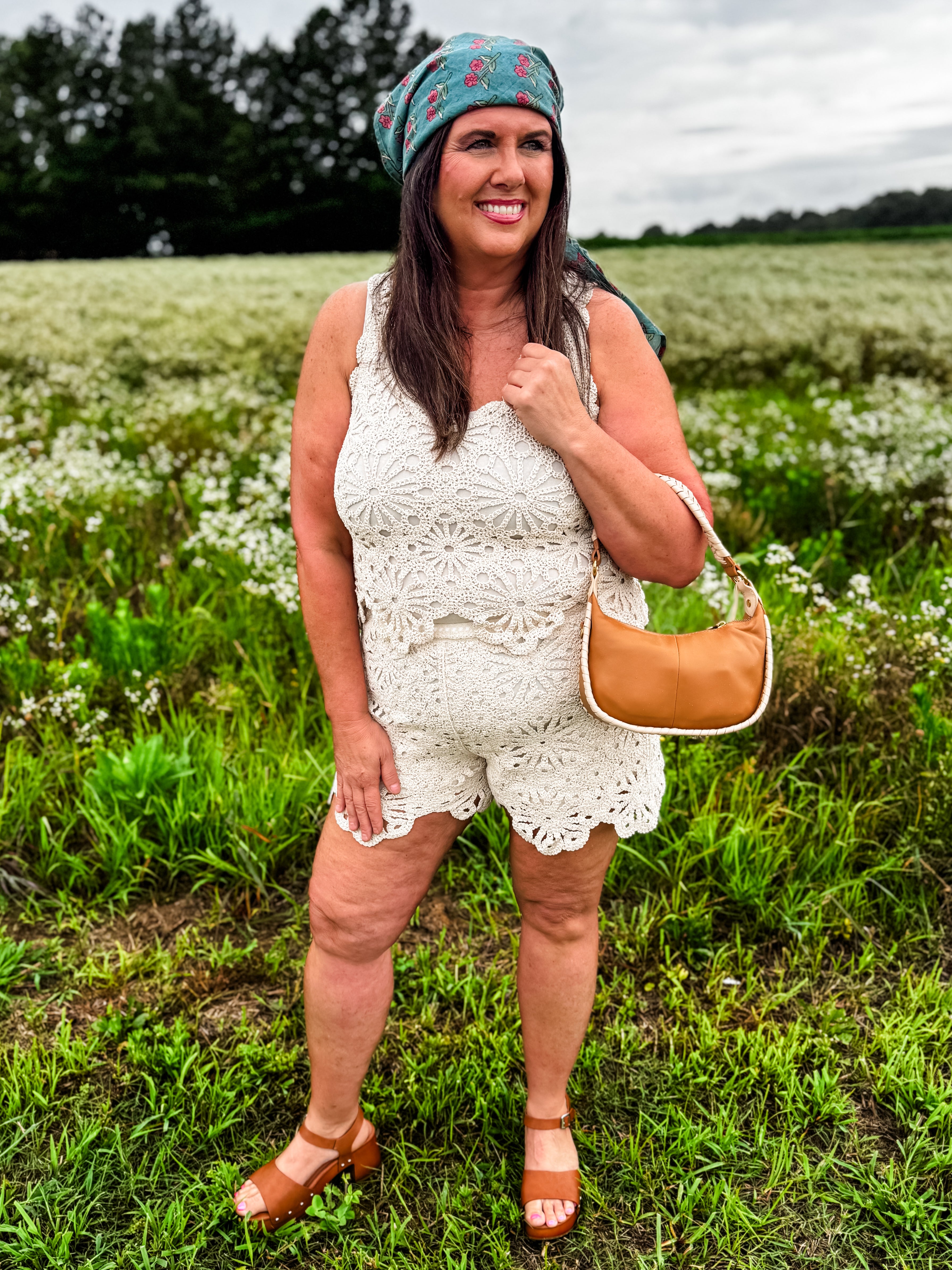 Crochet Scalloped Top and Shorts Set