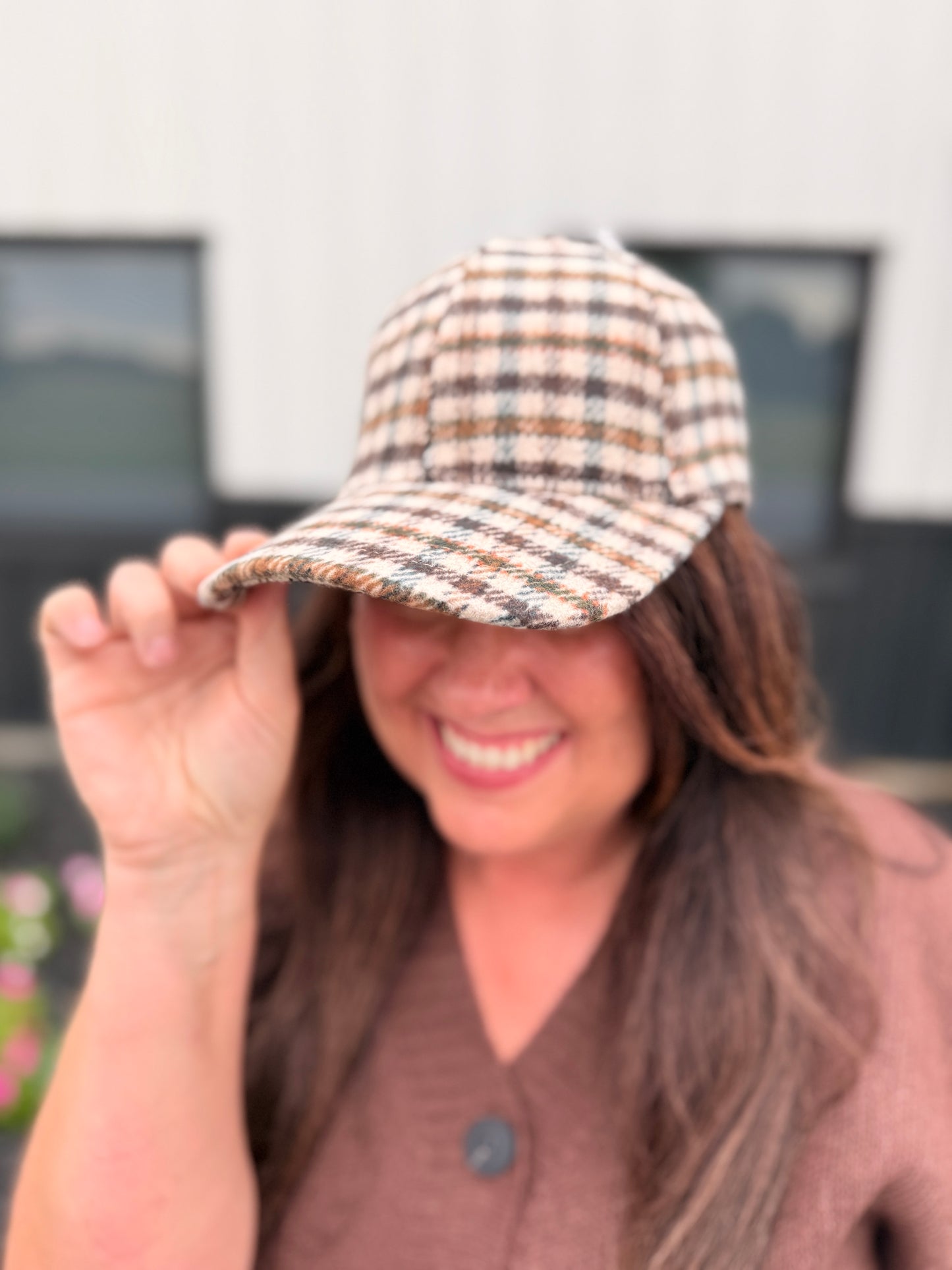 Tartan Check Curved Brim Baseball Cap