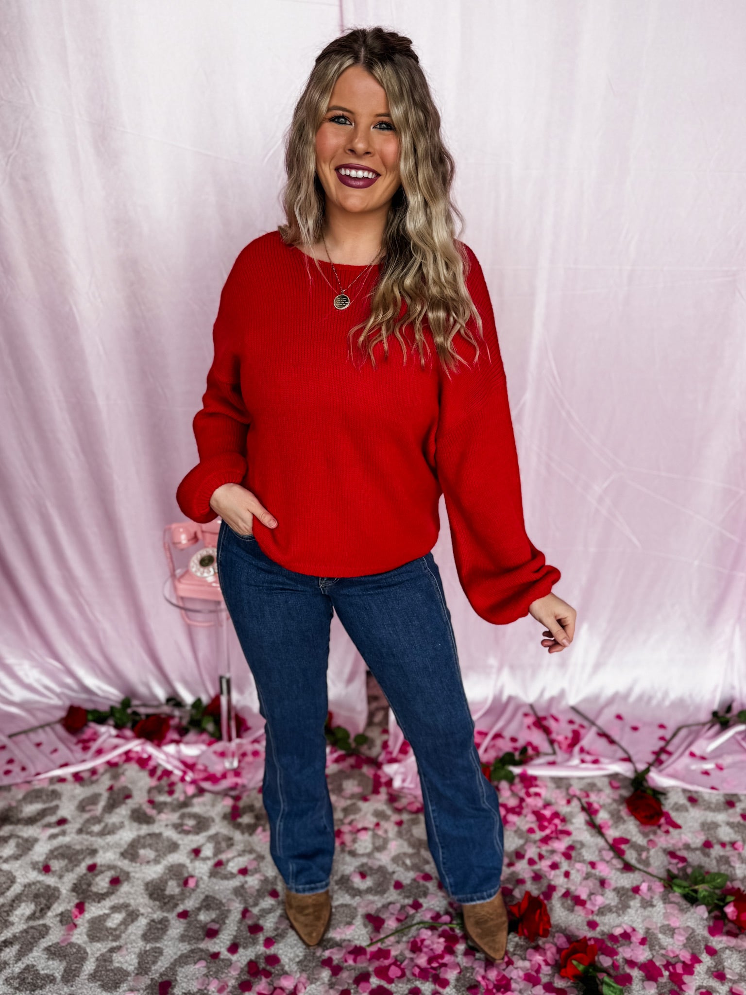 Festive Flutter Sweater - Red