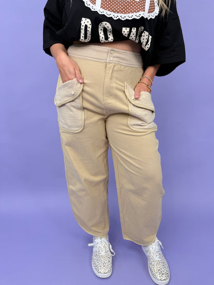 Mineral Washed Terry High Rise Cargo Pant